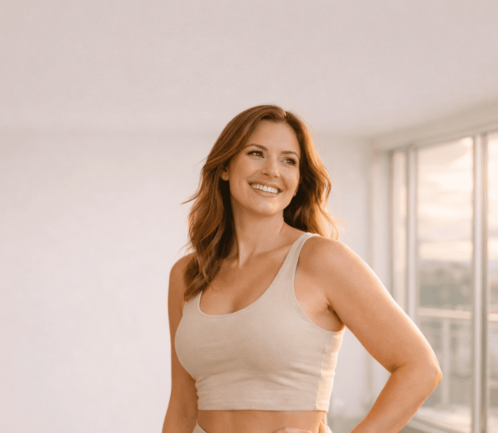 Woman celebrating weight loss