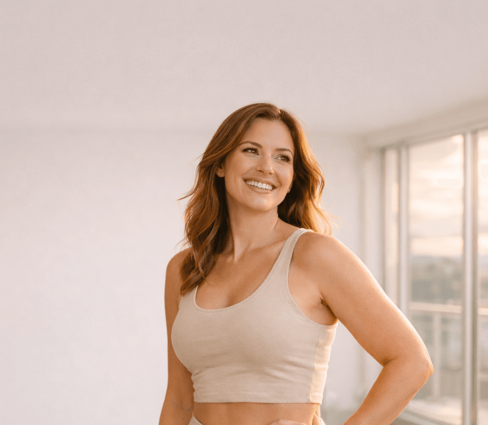 Woman celebrating weight loss with Gala GLP-1