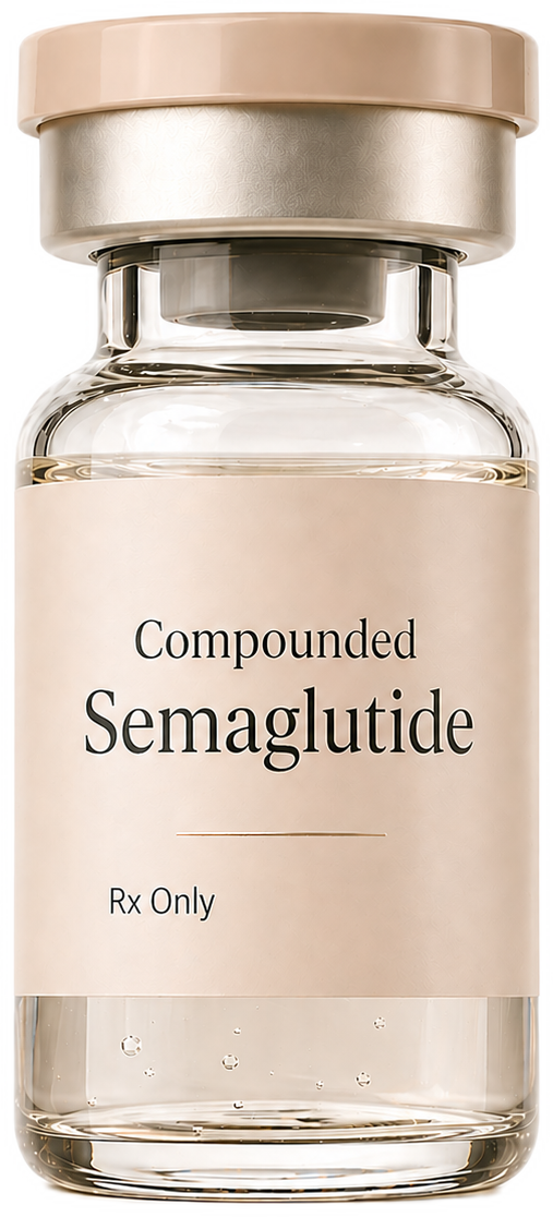 Vial of compounded Semaglutide medication, another option in the program